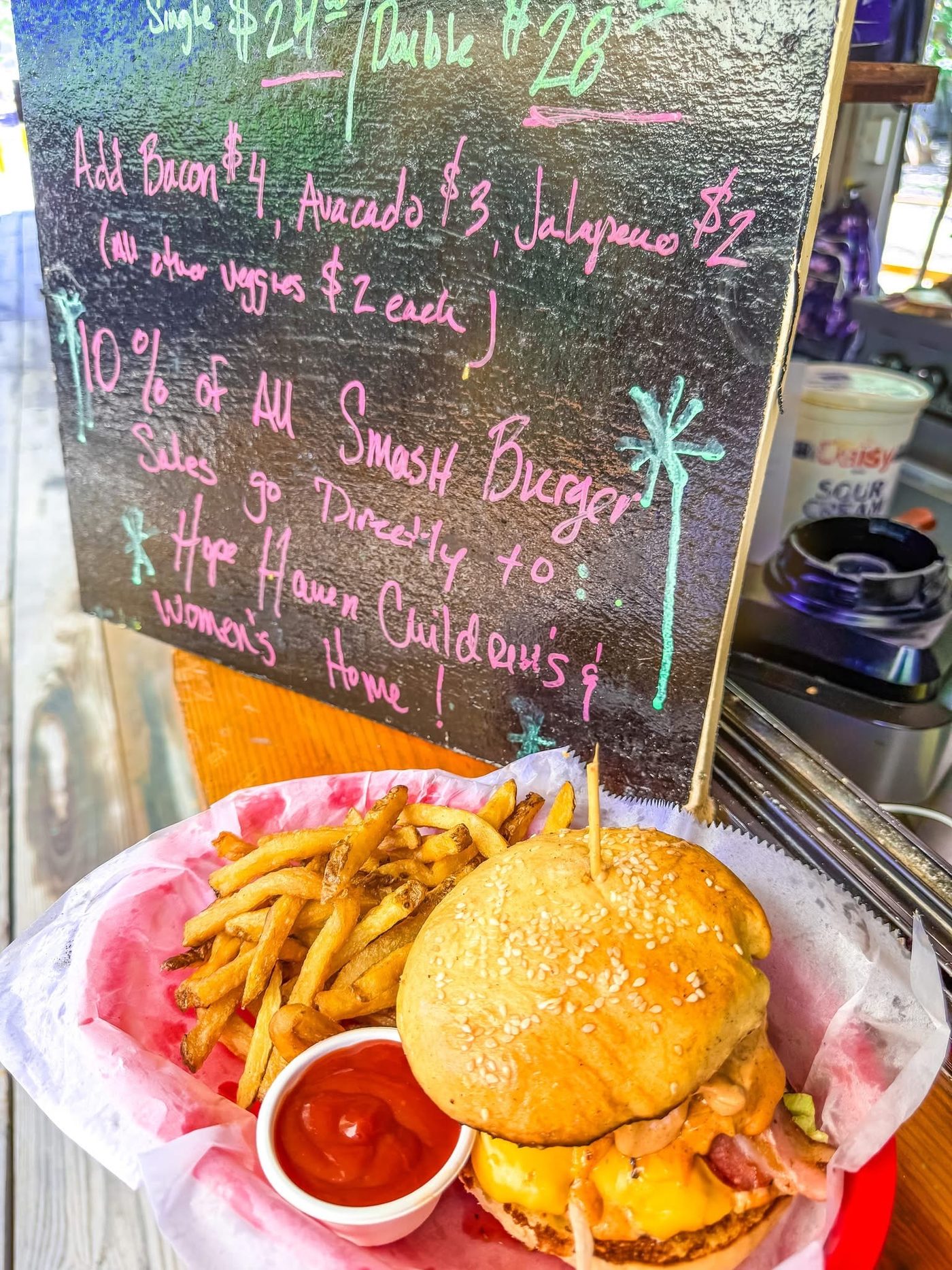 The Truck Stop smash burger with hand-cut fries